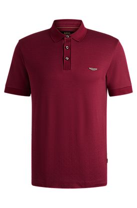 BOSS x ASTON MARTIN cotton-silk polo shirt with degradé jacquard