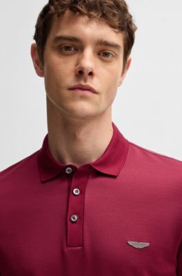 Polo BOSS x ASTON MARTIN de seda y algod&oacute;n con jacquard en degradado, Desbordamiento rojo