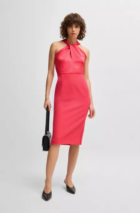 Twist-detail dress in stretch fabric