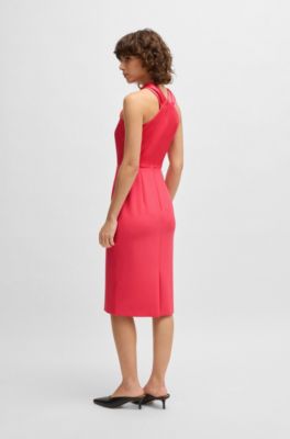 Vestido en tejido el&aacute;stico con detalle de nudo, Rosa oscuro