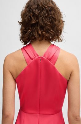 Vestido en tejido el&aacute;stico con detalle de nudo, Rosa oscuro