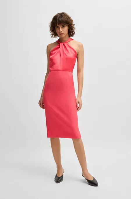 Twist-detail dress in stretch fabric