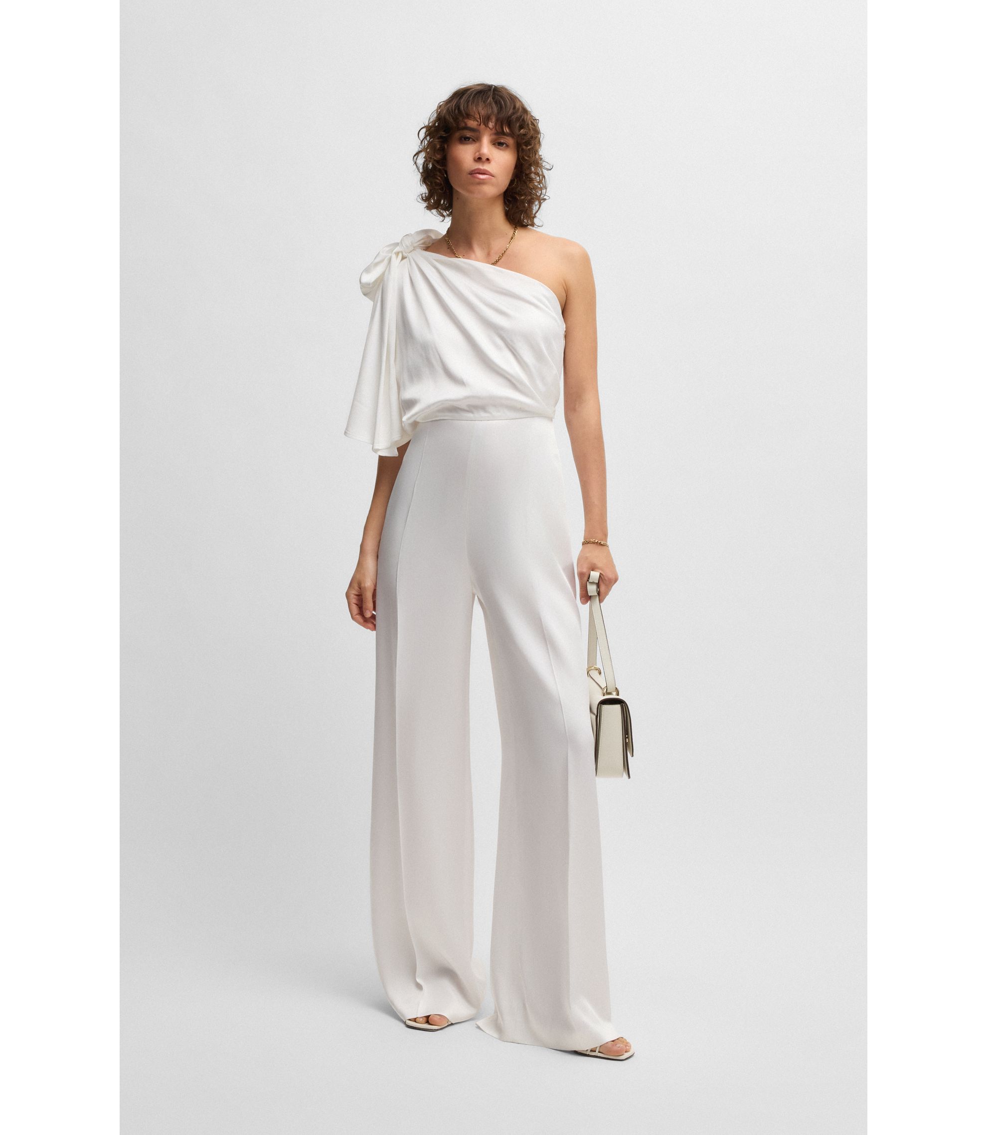 スーツ・フォーマル・ドレス Acka one shoulder point one-piece ivory Bates Twist-Front Jumpsuit | Tadashi Shoji