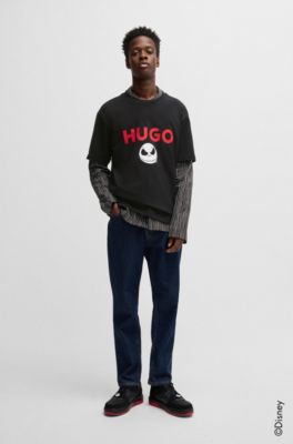 Camiseta HUGO&nbsp;x&nbsp;Disney con logo de la colecci&oacute;n Pesadilla antes de Navidad, Negro