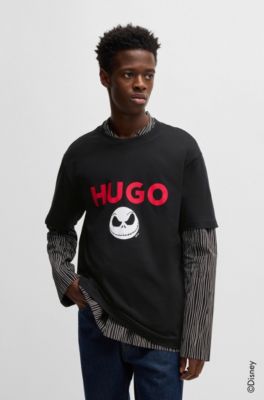Camiseta HUGO&nbsp;x&nbsp;Disney con logo de la colecci&oacute;n Pesadilla antes de Navidad, Negro