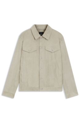 Regular-fit jacket in nappalan suede, Beige