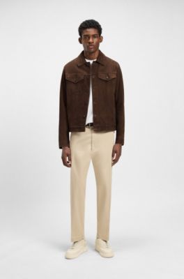 Regular-fit jacket in nappalan suede, Dark Brown