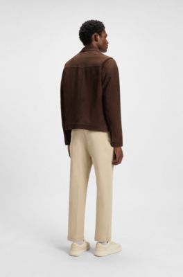 Regular-fit jacket in nappalan suede, Dark Brown