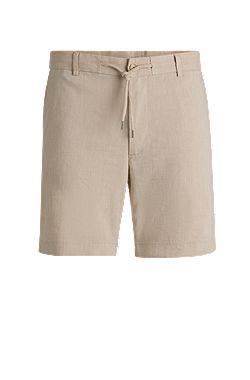 Shorts regular fit en mezcla de lino con cordón en la cintura
