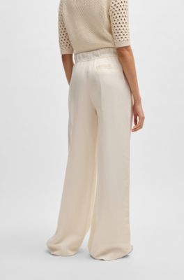 Relaxed-fit trousers with wide leg, White
