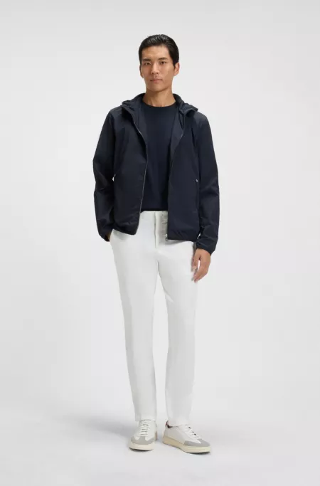 Water-repellent jacket in crinkle fabric with adjustable hood