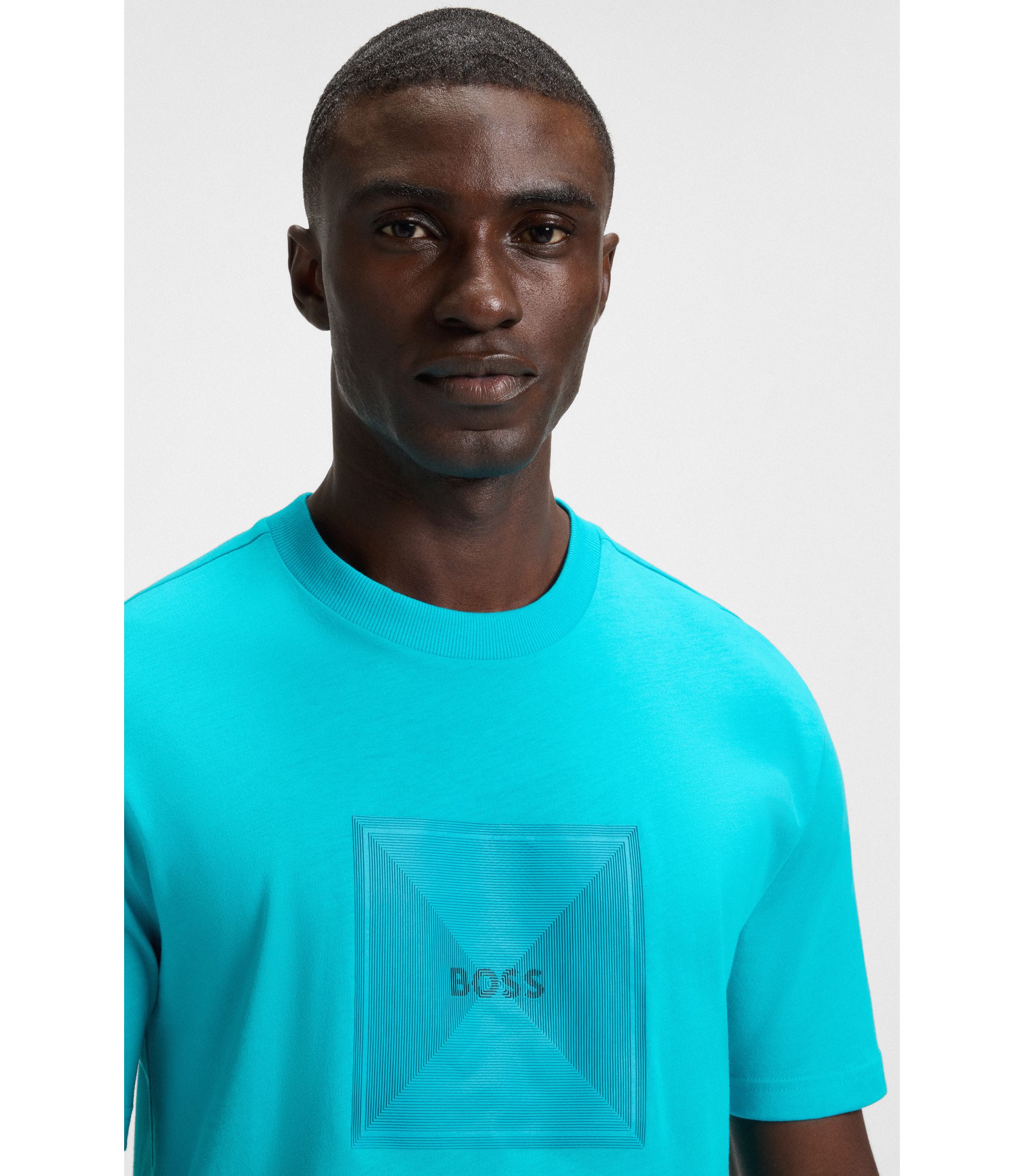 Blue Boss Green T Shirts BOSS Cotton-jersey T-shirt With Fineline