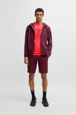 Cotton-jersey T-shirt with fineline logo artwork, Light Red