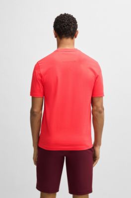 Cotton-jersey T-shirt with fineline logo artwork, Light Red