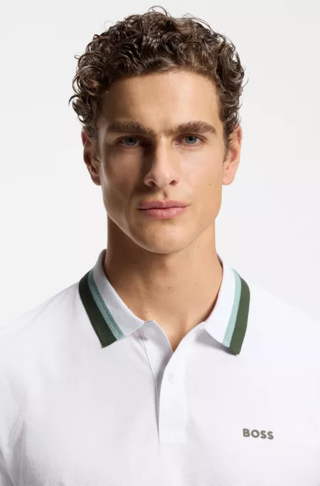 Paddy active polo shirt with contrast stripes