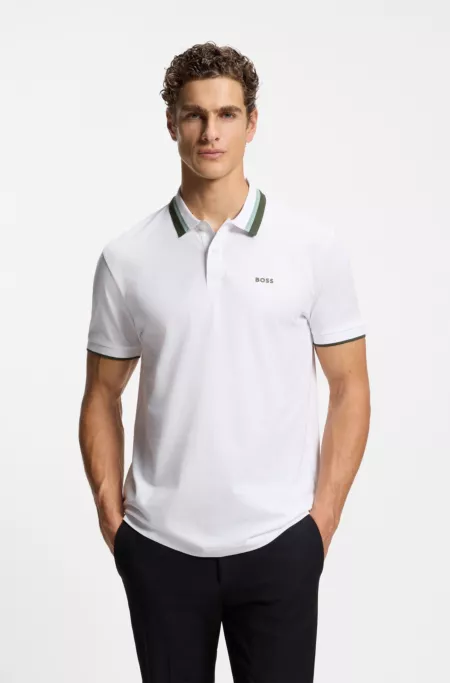 Paddy active polo shirt with contrast stripes