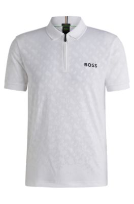 BOSS - Slim-fit stretch-cotton polo shirt with logo patch