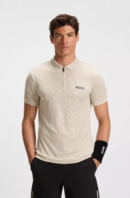 Active quick-dry polo shirt with gradient monogram jacquard