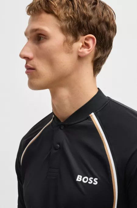 Active slim-fit polo shirt in super-stretch mesh