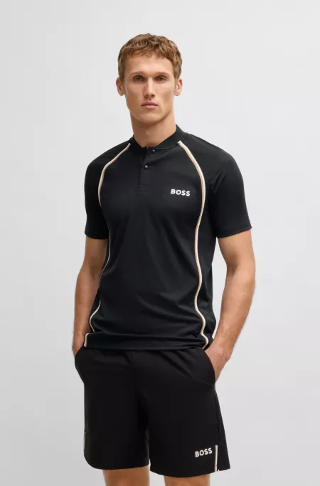 Active slim-fit polo shirt in super-stretch mesh