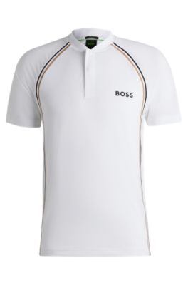 Active slim-fit polo shirt in super-stretch mesh, White