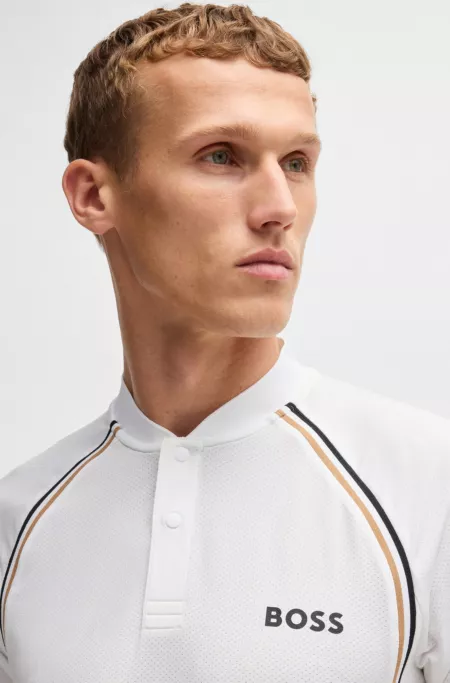 Active slim-fit polo shirt in super-stretch mesh