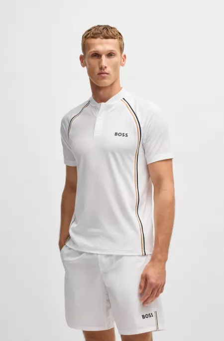 Active slim-fit polo shirt in super-stretch mesh