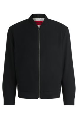 Modern-fit blazer in wrinkle-resistant seersucker, Black