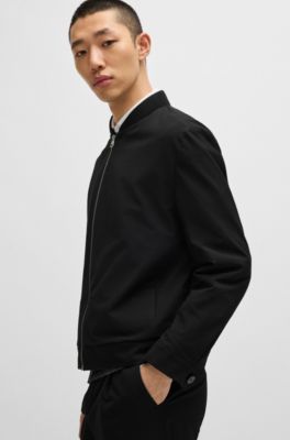 Modern-fit blazer in wrinkle-resistant seersucker, Black