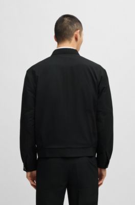 Modern-fit blazer in wrinkle-resistant seersucker, Black
