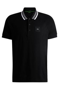 Paddy stretch-cotton polo shirt with striped collar