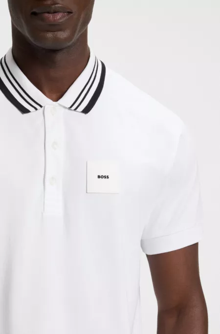 Paddy stretch-cotton polo shirt with striped collar