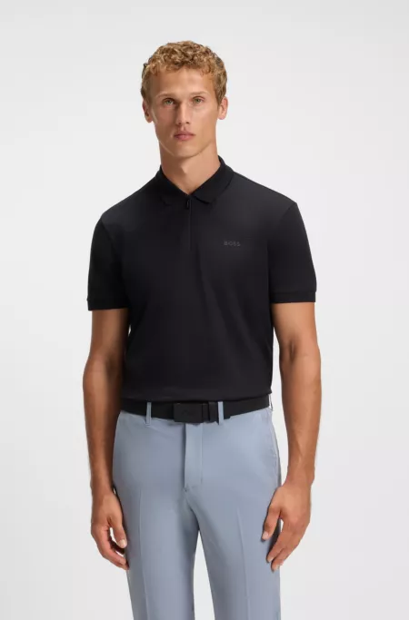 Structured-cotton polo shirt with zip neck