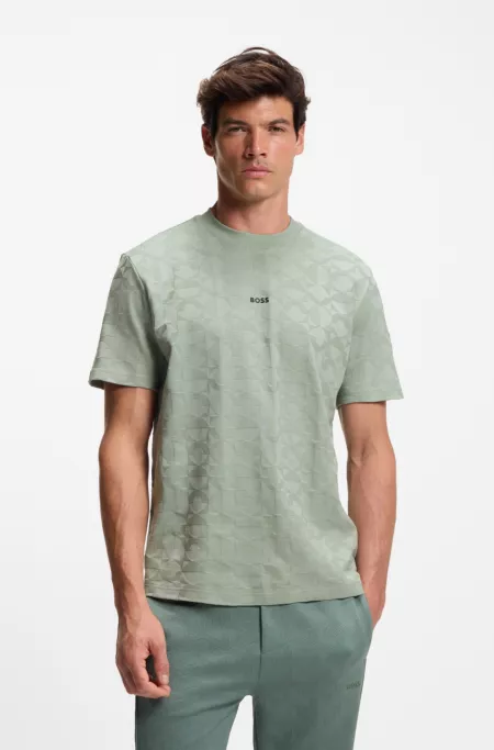 Relaxed-fit T-shirt in cotton with circle jacquard
