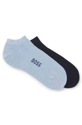 Lot de deux paires de chaussettes basses en m&eacute;lange de bambou, bleu clair