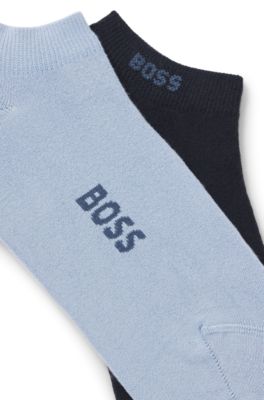 Lot de deux paires de chaussettes basses en m&eacute;lange de bambou, bleu clair
