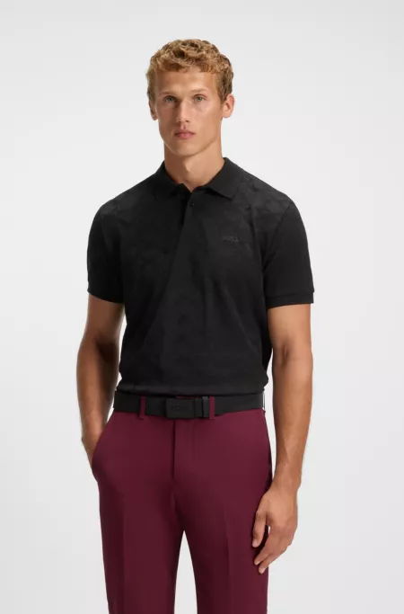 Cotton polo shirt with circle jacquard