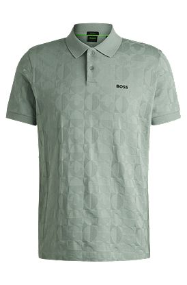 Cotton polo shirt with circle jacquard