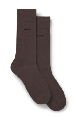 Lot de deux paires de chaussettes de longueur r&eacute;guli&egrave;re en m&eacute;lange de bambou, Marron fonc&eacute;