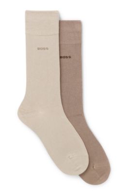 Lot de deux paires de chaussettes mi-mollet en m&eacute;lange de bambou, Brun chin&eacute;
