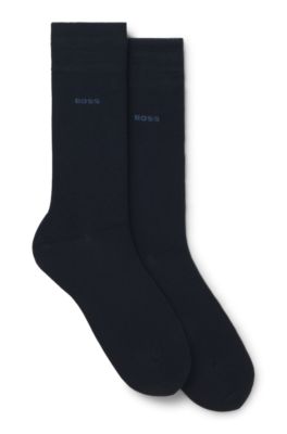 Lot de deux paires de chaussettes mi-mollet en m&eacute;lange de bambou, Bleu fonc&eacute;