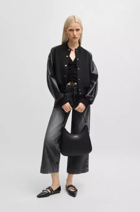 V-neck top with gathered front