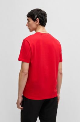 Cotton-jersey T-shirt with logo and animal graphic, Red