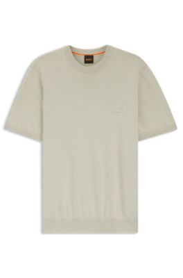 Knit T-shirt in cotton and cashmere, Light Beige