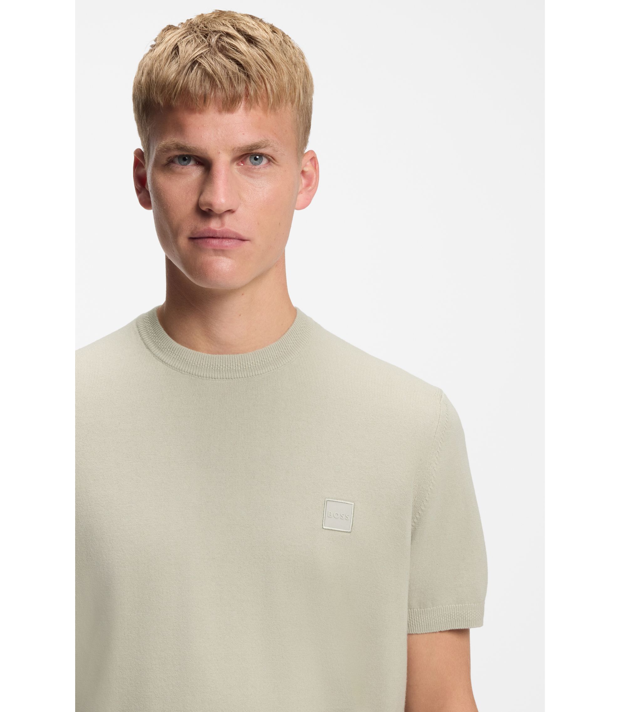 BOSS - Knit T-shirt in cotton and cashmere - Light Beige