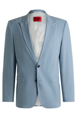 Extra-slim-fit blazer in wool-blend poplin, Light Blue