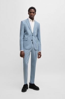 Extra-slim-fit blazer in wool-blend poplin, Light Blue