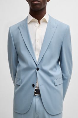 Extra-slim-fit blazer in wool-blend poplin, Light Blue