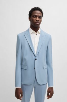 Extra-slim-fit blazer in wool-blend poplin, Light Blue