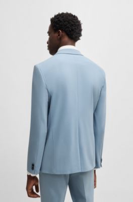 Extra-slim-fit blazer in wool-blend poplin, Light Blue